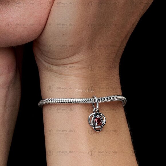 Pandora Red Eternity Circle Dangle Charm - Picture 4 of 5